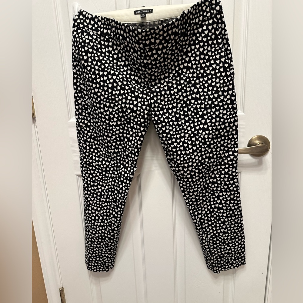 J. Crew Black and White Heart Pants